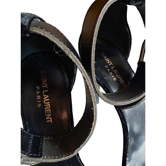 Saint Laurent Women's Black Velvet Sandals - Picture 4 of 5